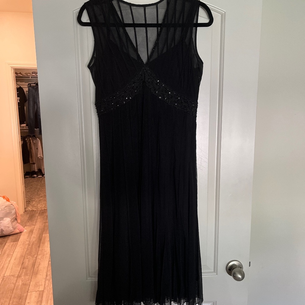 Black sequin waist dress